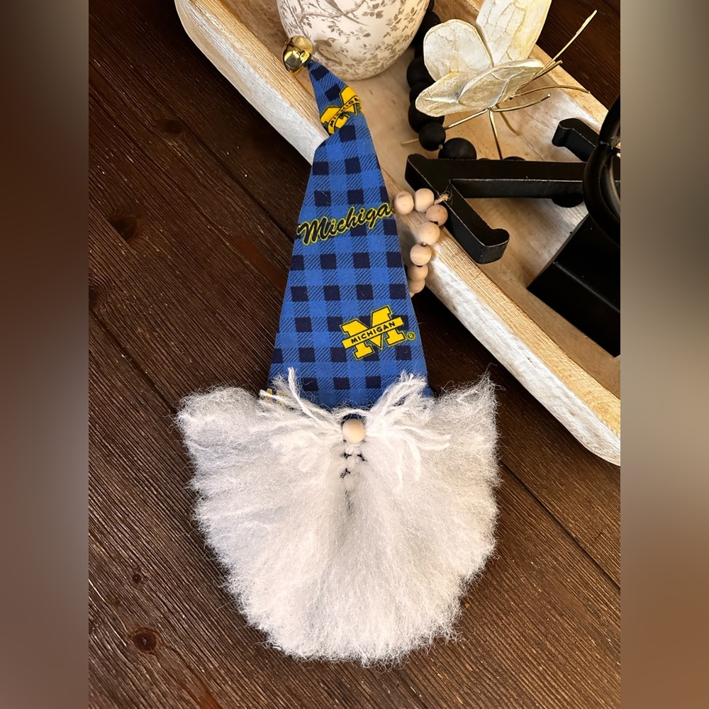 Hand Crafted Blue and White Holiday hanging Gnome Decor